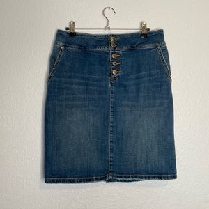 Prana denim button fly womens skirt size 6